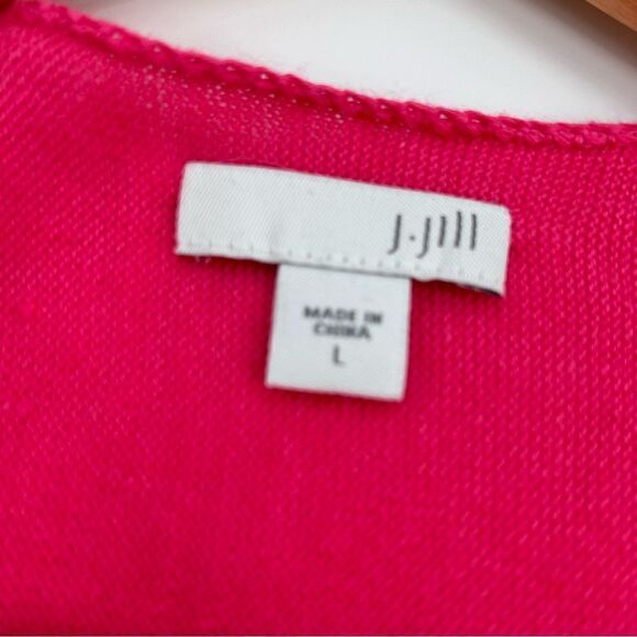 J. Jill hot pink open cardigan linen blend size large - Picture 2 of 7